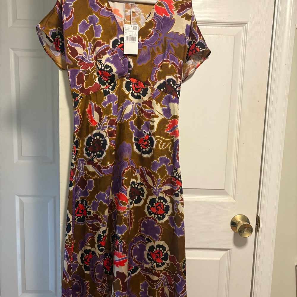 Mango Floral Multicolor Women's Dress, NWT